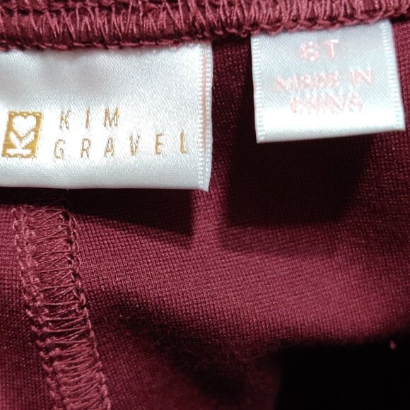 Kim Gravel 6 Tall High Rise Burgundy Pull On Straight Leg Stretch Pants Pockets - Picture 4 of 11